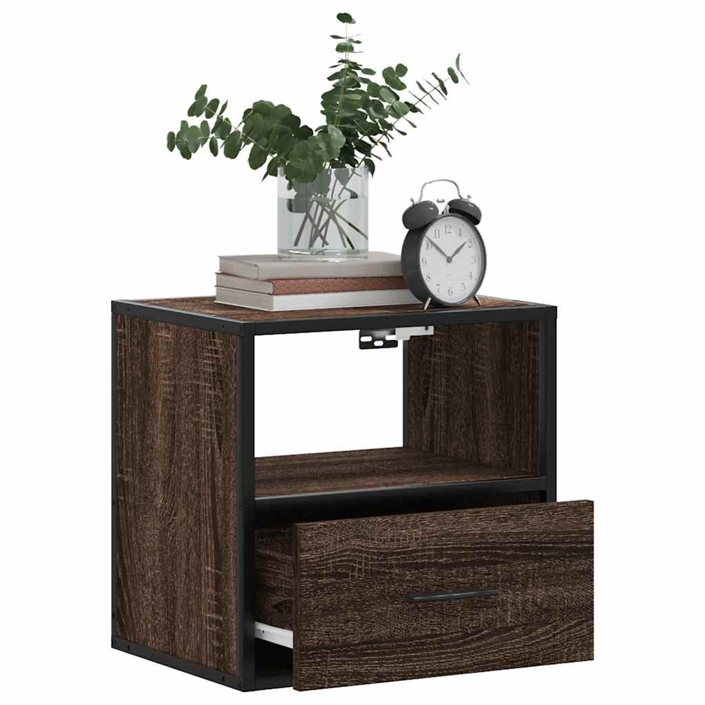 Wall-mounted bedside tables, 2 pieces, brown oak look, 40 x 31 x 39.5 cm