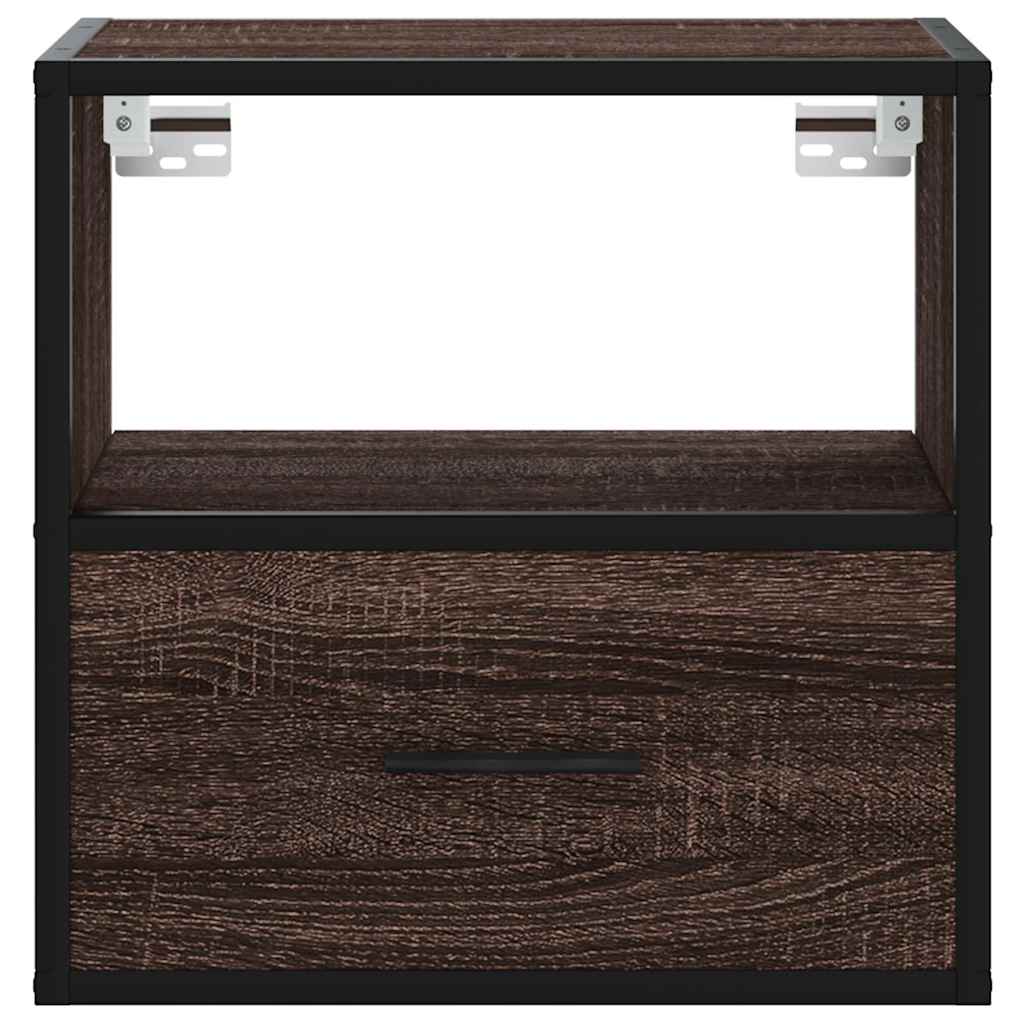 Wall-mounted bedside tables, 2 pieces, brown oak look, 40 x 31 x 39.5 cm
