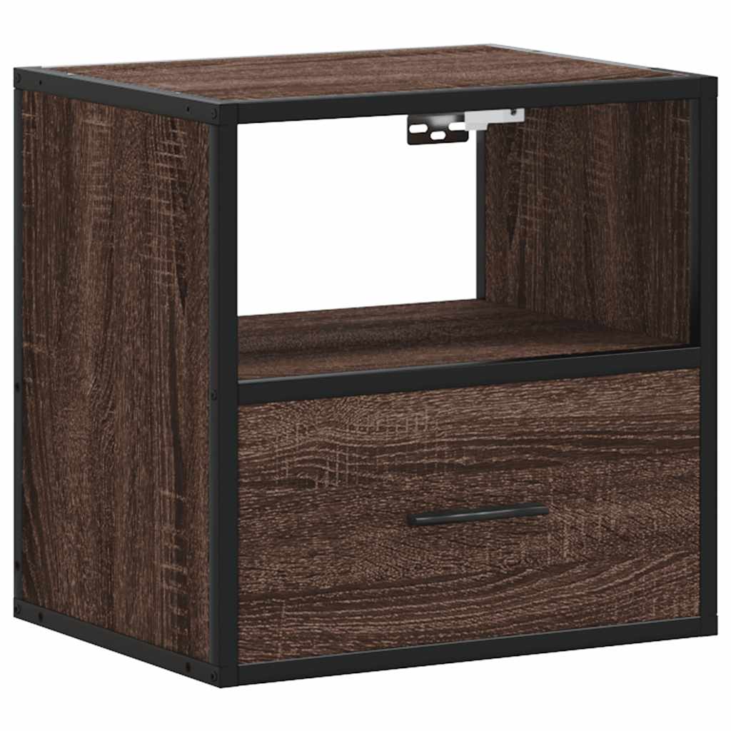 Wall-mounted bedside tables, 2 pieces, brown oak look, 40 x 31 x 39.5 cm