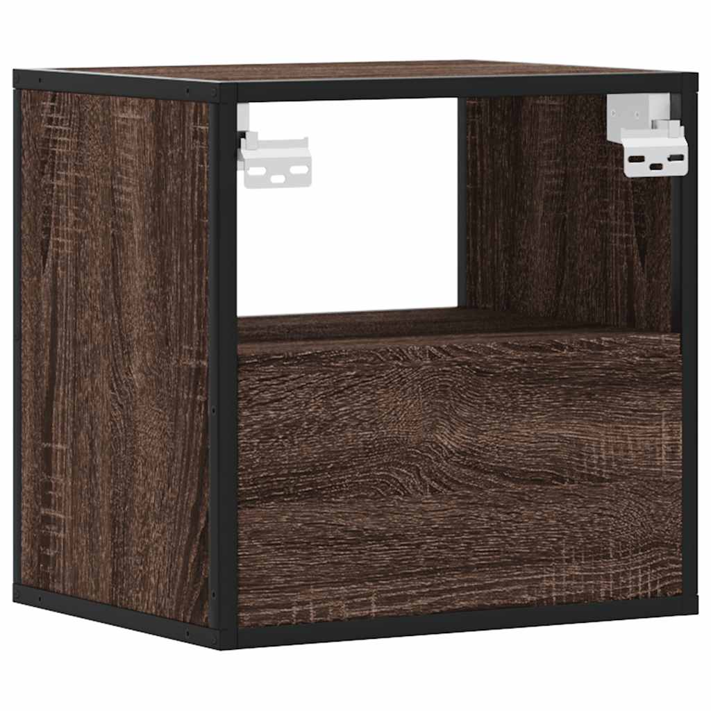 Wall-mounted bedside tables, 2 pieces, brown oak look, 40 x 31 x 39.5 cm