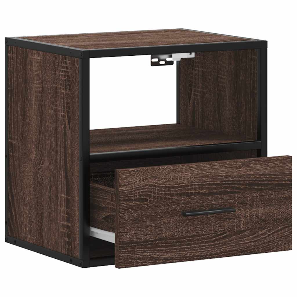 Wall-mounted bedside tables, 2 pieces, brown oak look, 40 x 31 x 39.5 cm