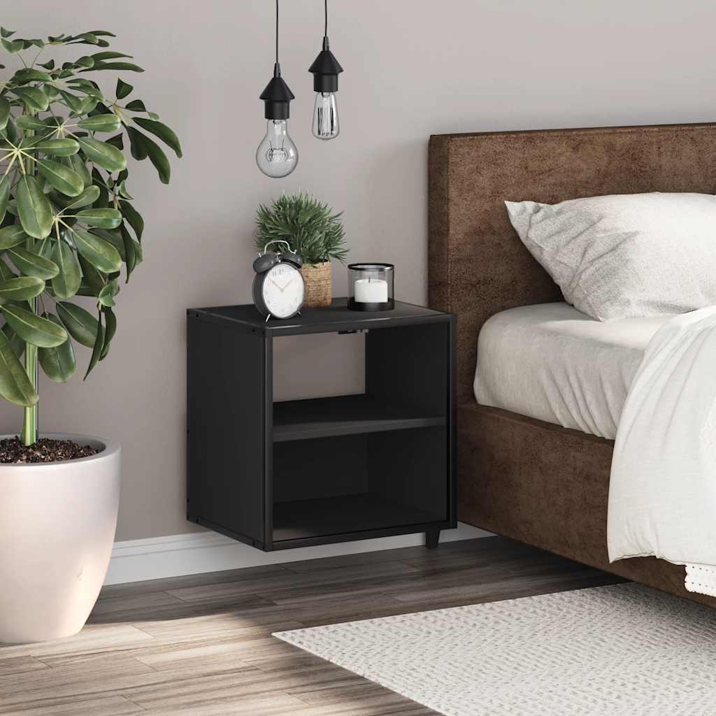 Wall-mounted bedside table black 40x31x39.5 cm