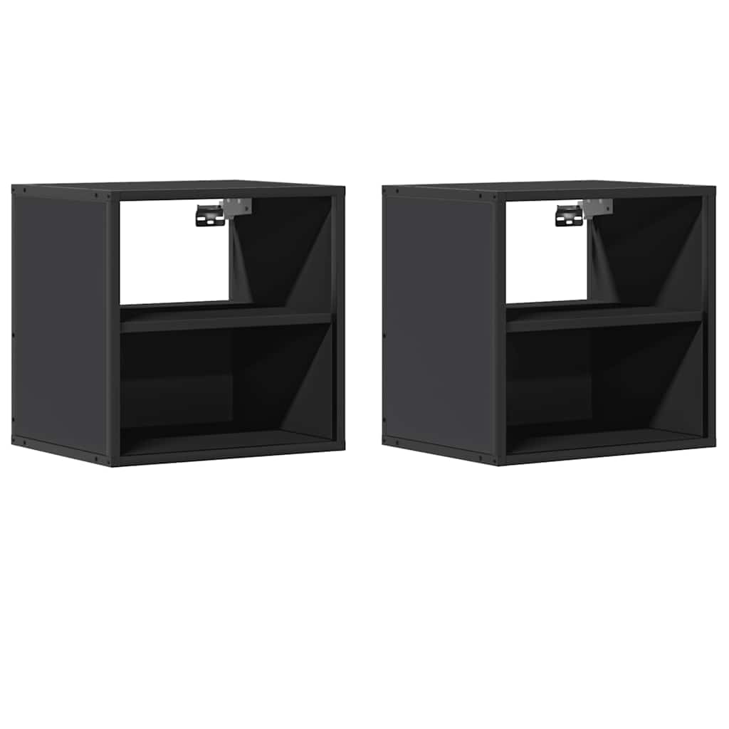 Wall-mounted bedside tables, 2 pieces, black, 40 x 31 x 39.5 cm