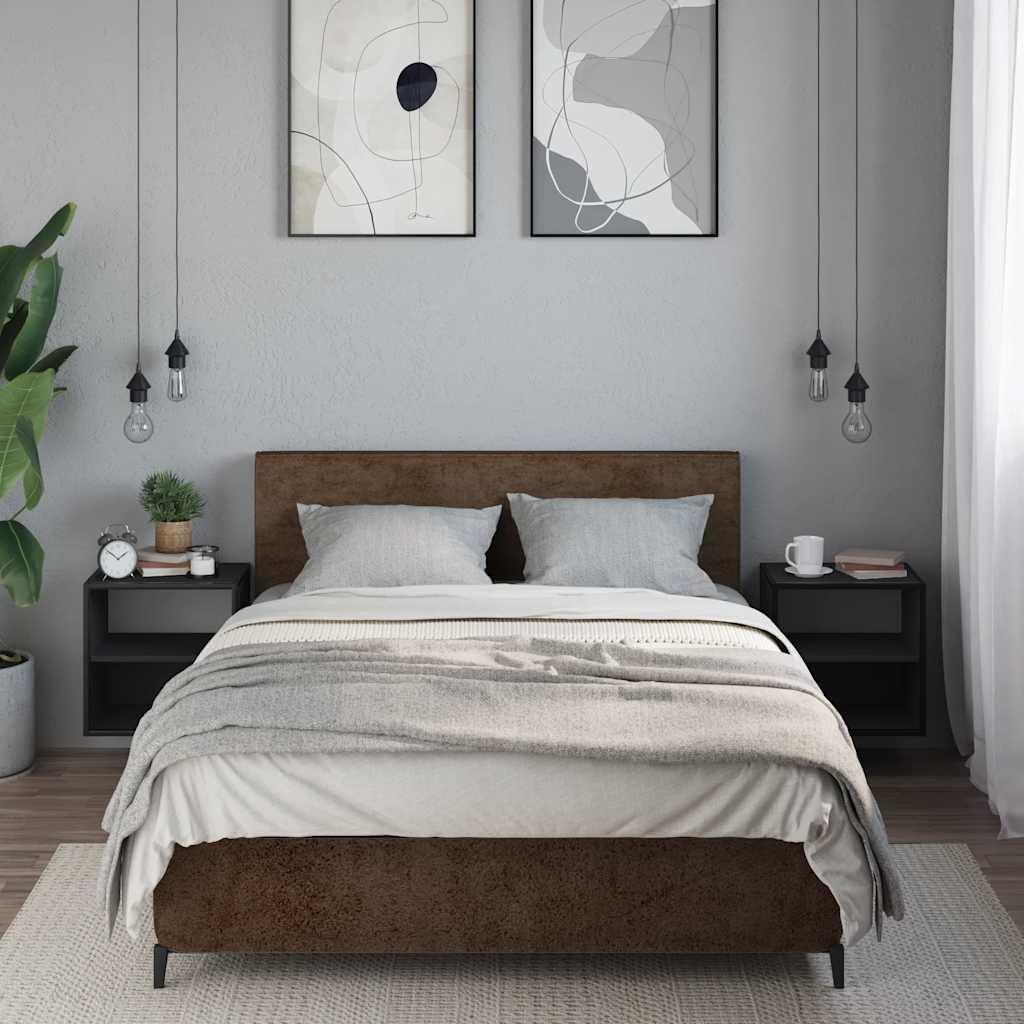 Wall-mounted bedside tables, 2 pieces, black, 40 x 31 x 39.5 cm