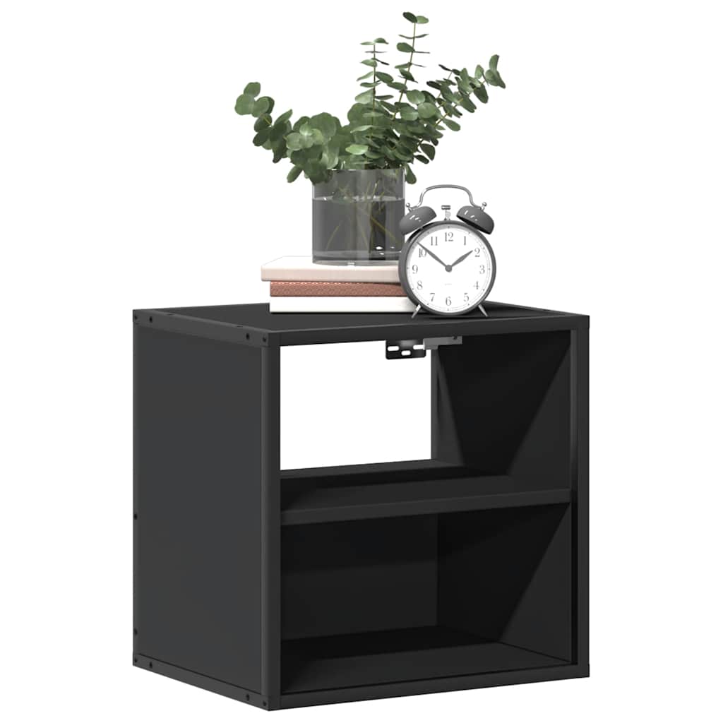 Wall-mounted bedside tables, 2 pieces, black, 40 x 31 x 39.5 cm