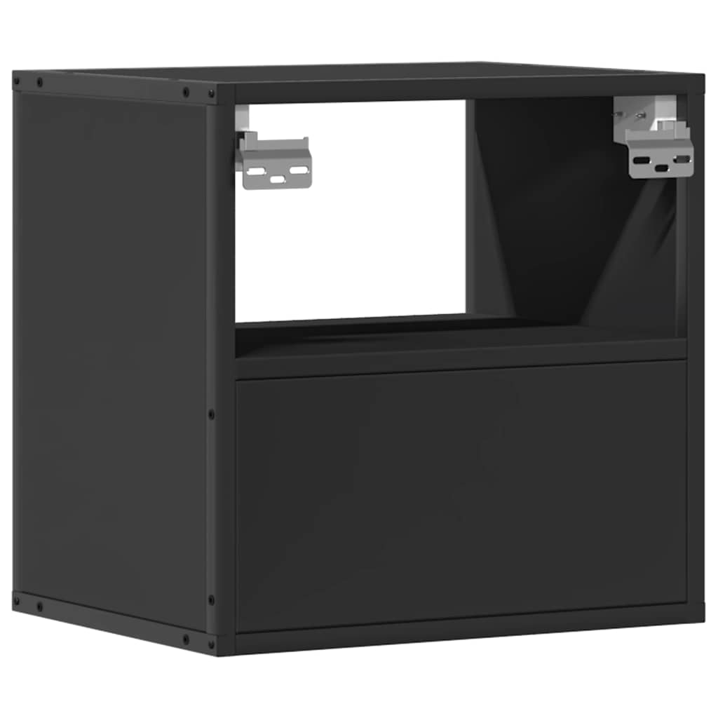 Wall-mounted bedside tables, 2 pieces, black, 40 x 31 x 39.5 cm