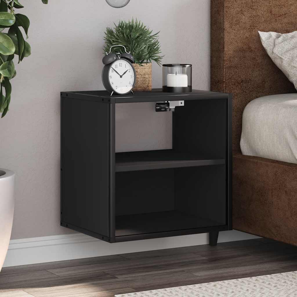 Wall-mounted bedside tables, 2 pieces, black, 40 x 31 x 39.5 cm