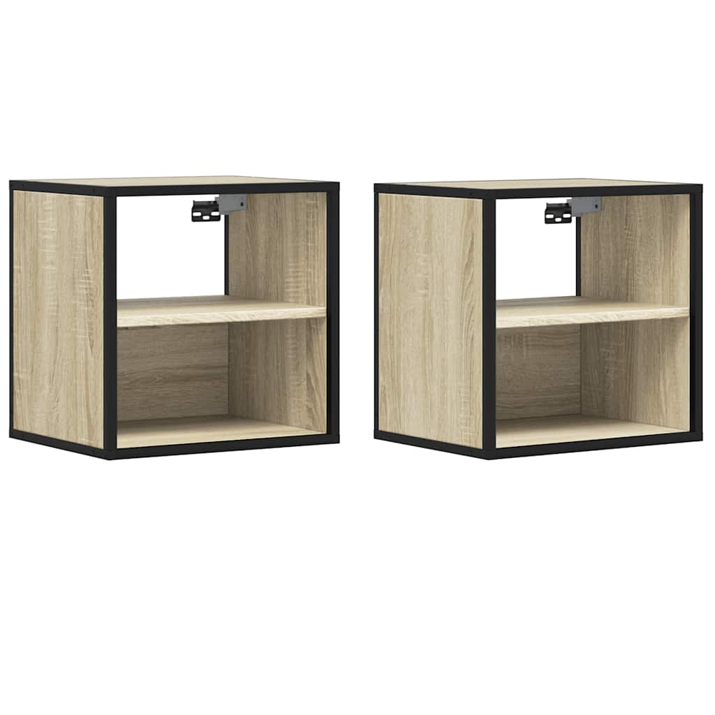 Wall-mounted bedside tables, 2 pieces, Sonoma oak, 40 x 31 x 39.5 cm