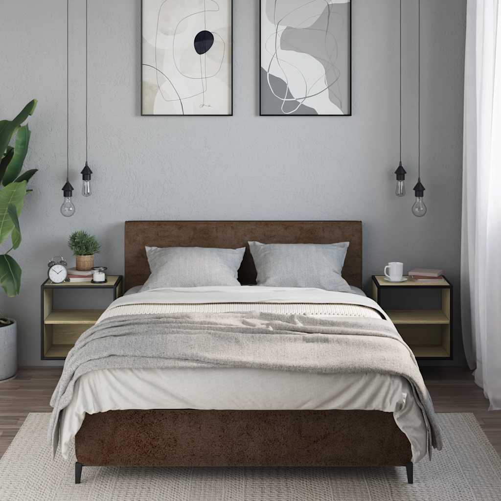 Wall-mounted bedside tables, 2 pieces, Sonoma oak, 40 x 31 x 39.5 cm