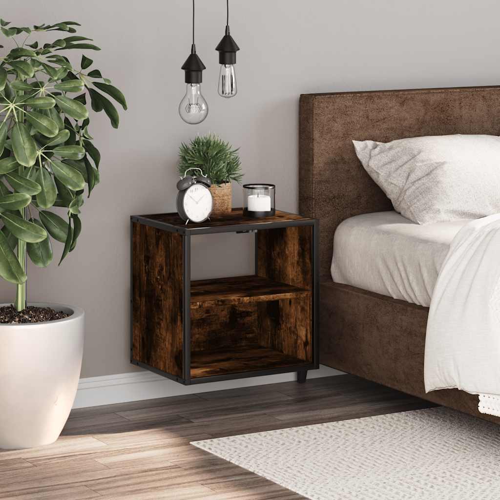 Wall-mounted bedside table smoked oak 40x31x39.5 cm