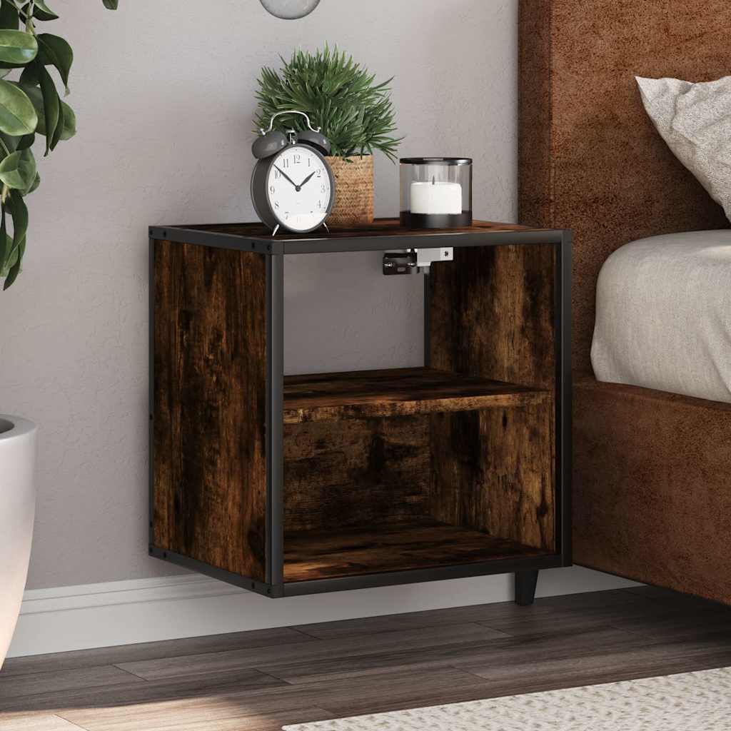 Wall-mounted bedside table smoked oak 40x31x39.5 cm