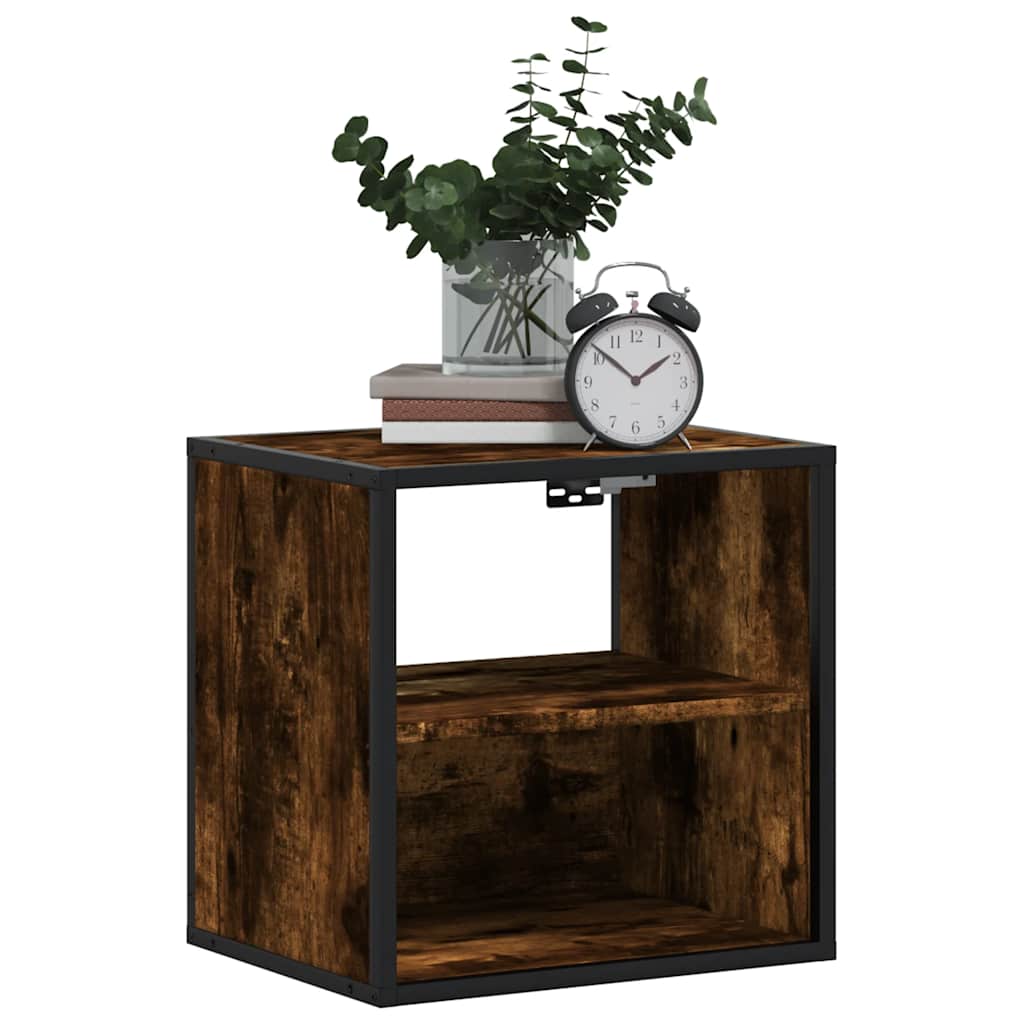 Wall-mounted bedside tables, 2 pieces, smoked oak, 40 x 31 x 39.5 cm