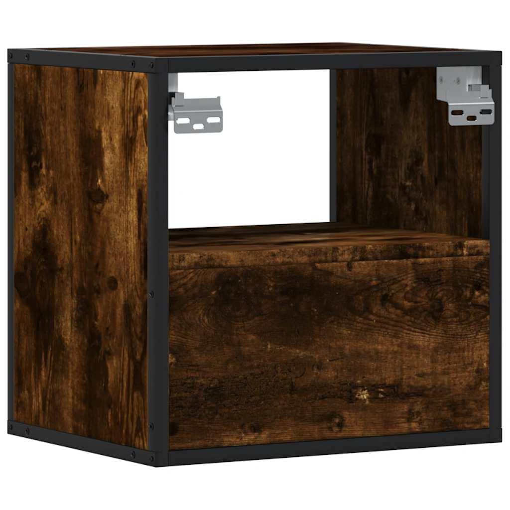 Wall-mounted bedside tables, 2 pieces, smoked oak, 40 x 31 x 39.5 cm