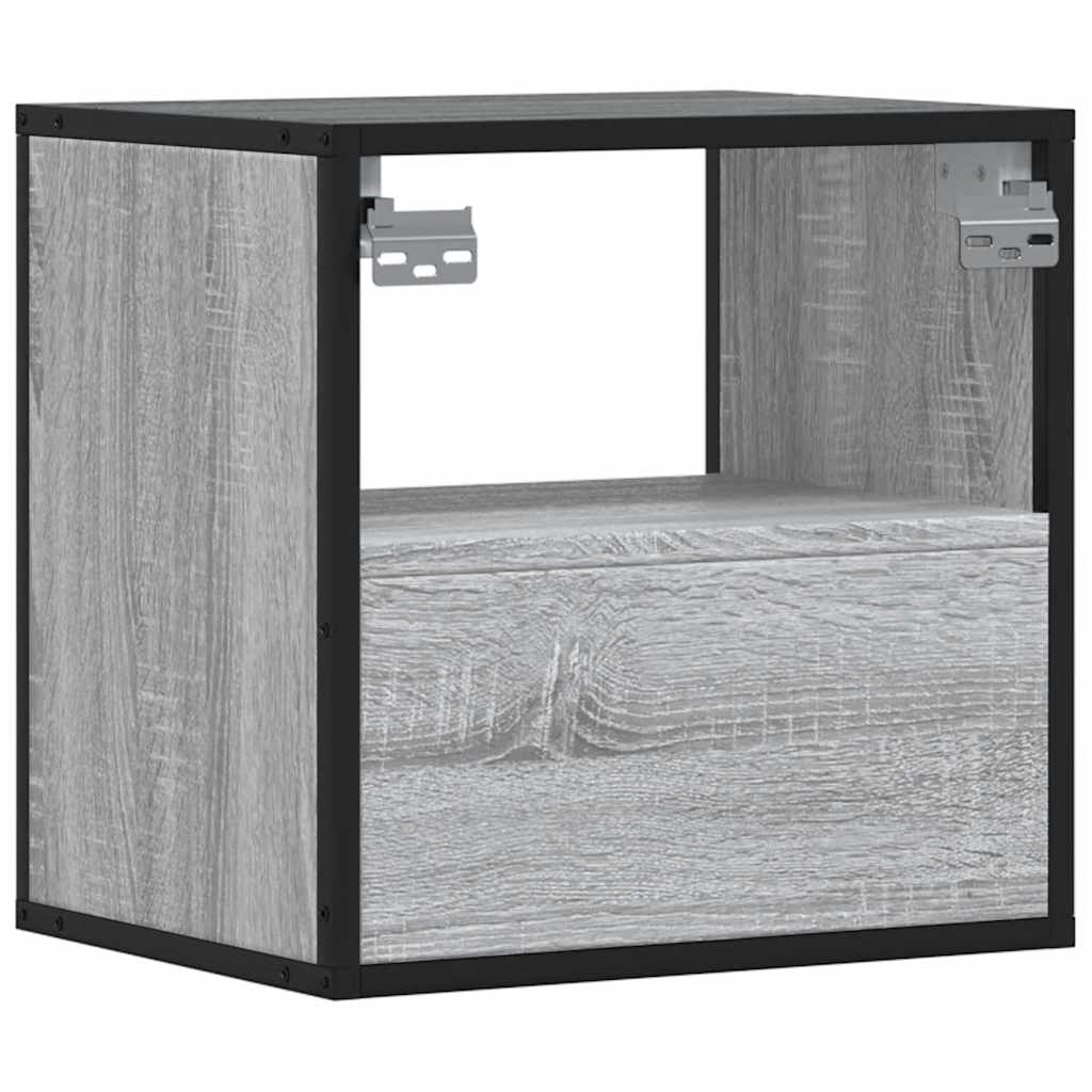 Wall-mounted bedside table, gray Sonoma, 40x31x39.5 cm