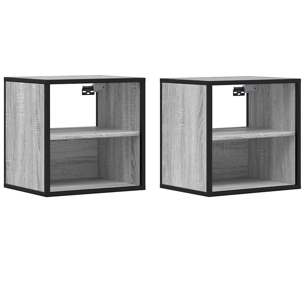 Wall-mounted bedside tables, 2 pieces, Sonoma gray, 40 x 31 x 39.5 cm