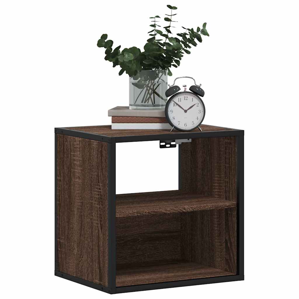 Wall-mounted bedside tables, 2 pieces, brown oak look, 40 x 31 x 39.5 cm