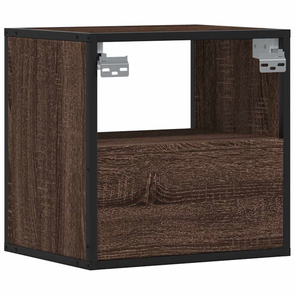 Wall-mounted bedside tables, 2 pieces, brown oak look, 40 x 31 x 39.5 cm