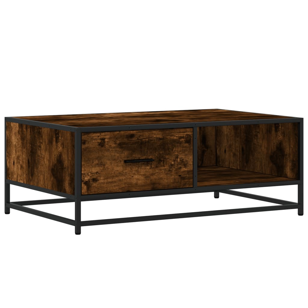 Coffee table smoked oak 90x57x35 cm wood material and metal
