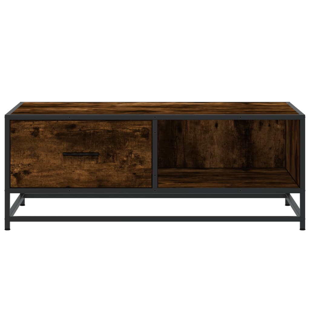 Coffee table smoked oak 90x57x35 cm wood material and metal