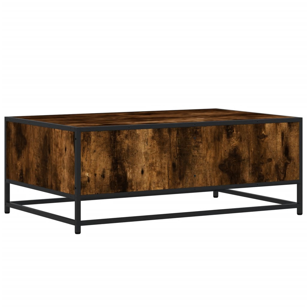 Coffee table smoked oak 90x57x35 cm wood material and metal