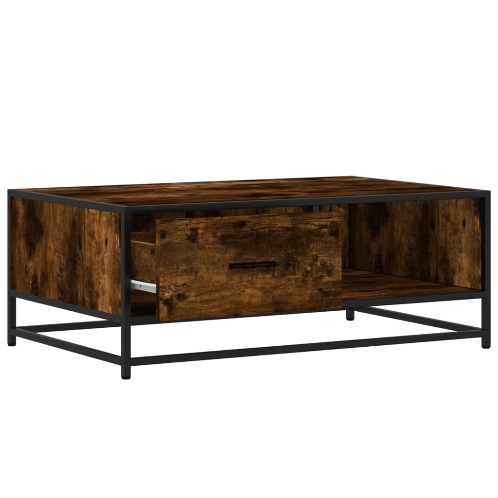 Coffee table smoked oak 90x57x35 cm wood material and metal