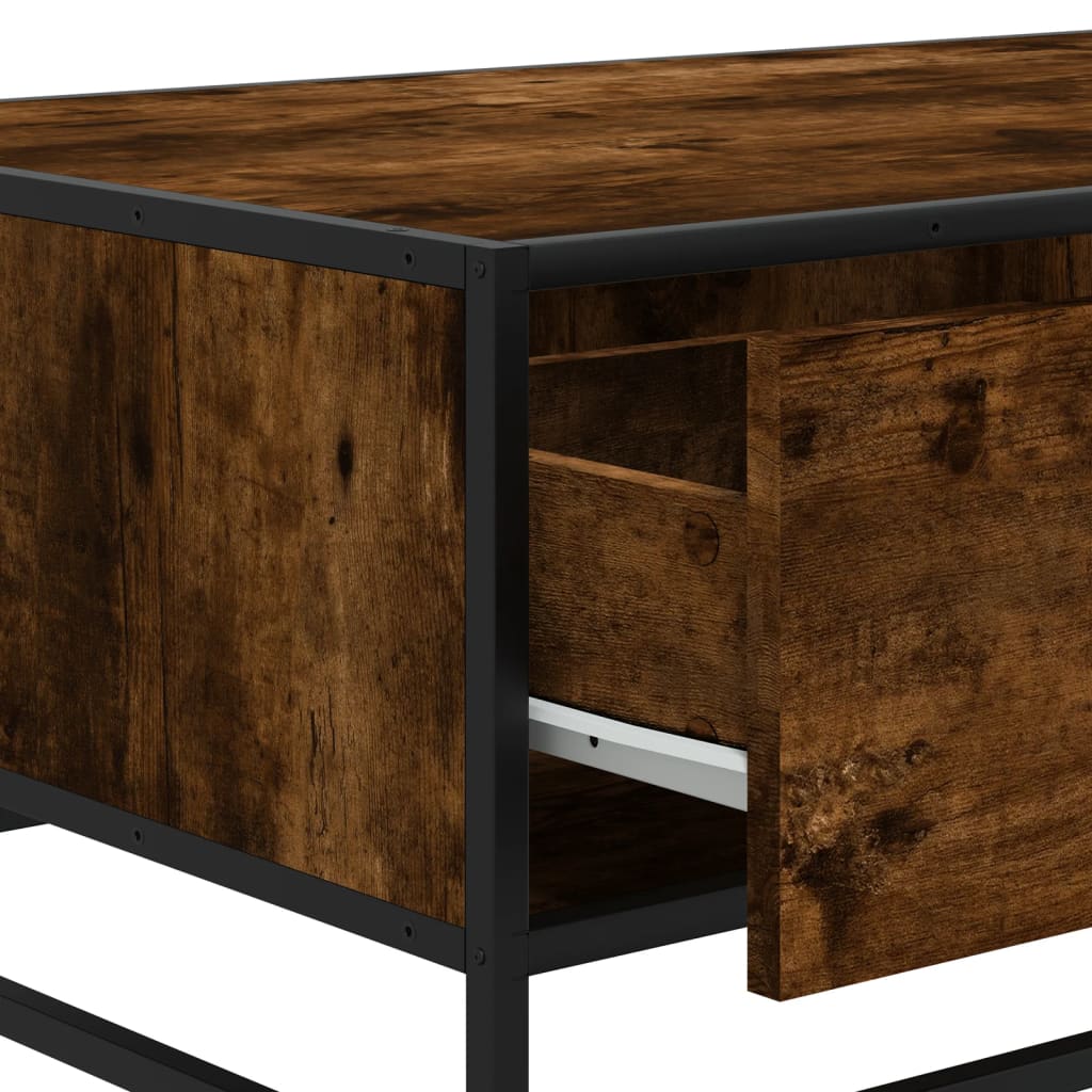 Coffee table smoked oak 90x57x35 cm wood material and metal