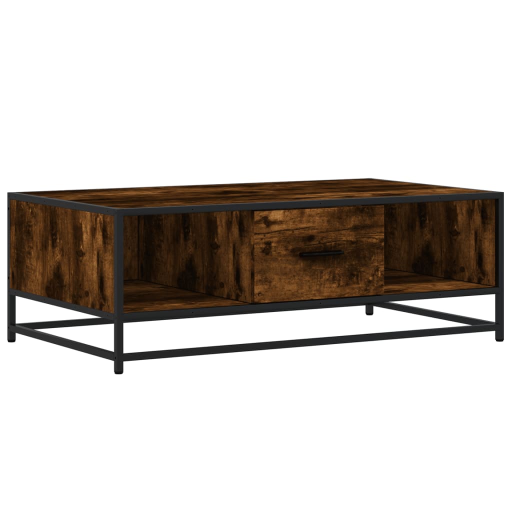 Coffee table smoked oak 100x57x35 cm wood material and metal