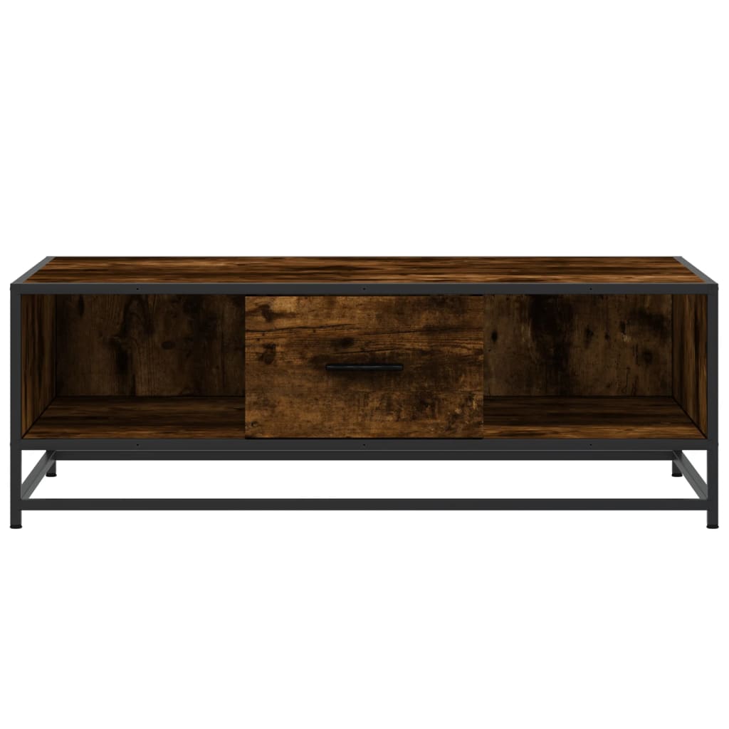 Coffee table smoked oak 100x57x35 cm wood material and metal