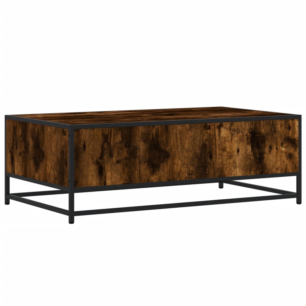 Coffee table smoked oak 100x57x35 cm wood material and metal