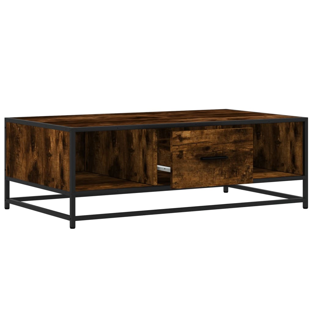 Coffee table smoked oak 100x57x35 cm wood material and metal