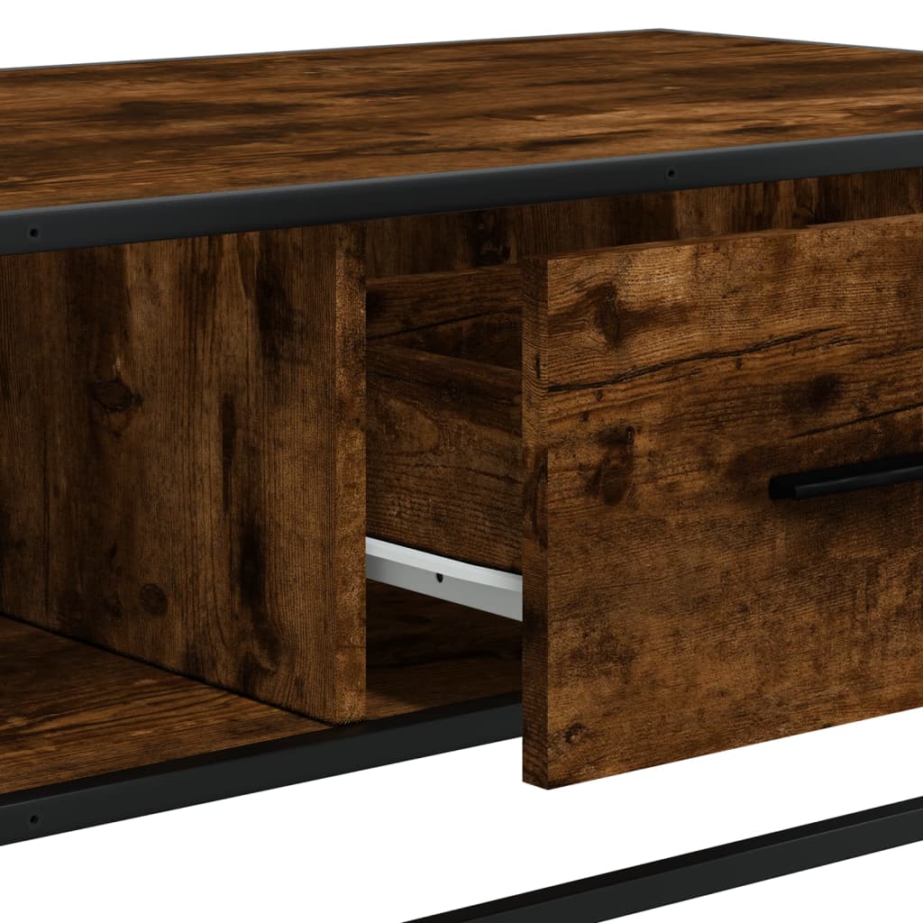 Coffee table smoked oak 100x57x35 cm wood material and metal