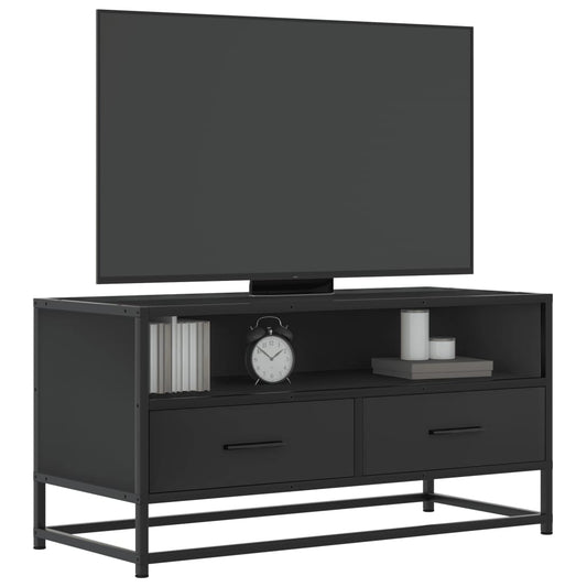 Meuble TV noir 80x34,5x40 cm en bois et métal