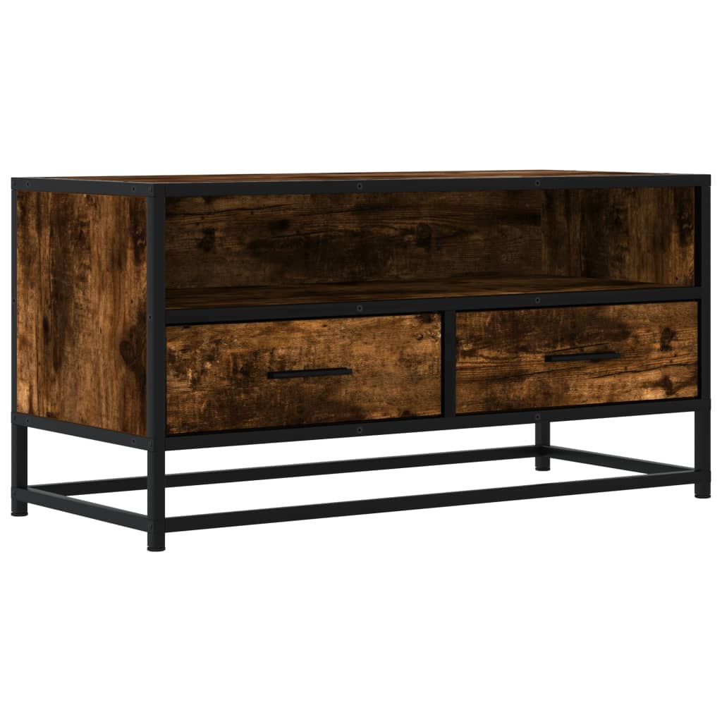 Meuble TV chêne fumé 80x34,5x40 cm en bois et métal