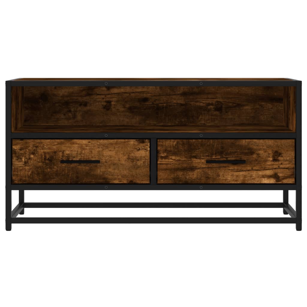 Meuble TV chêne fumé 80x34,5x40 cm en bois et métal
