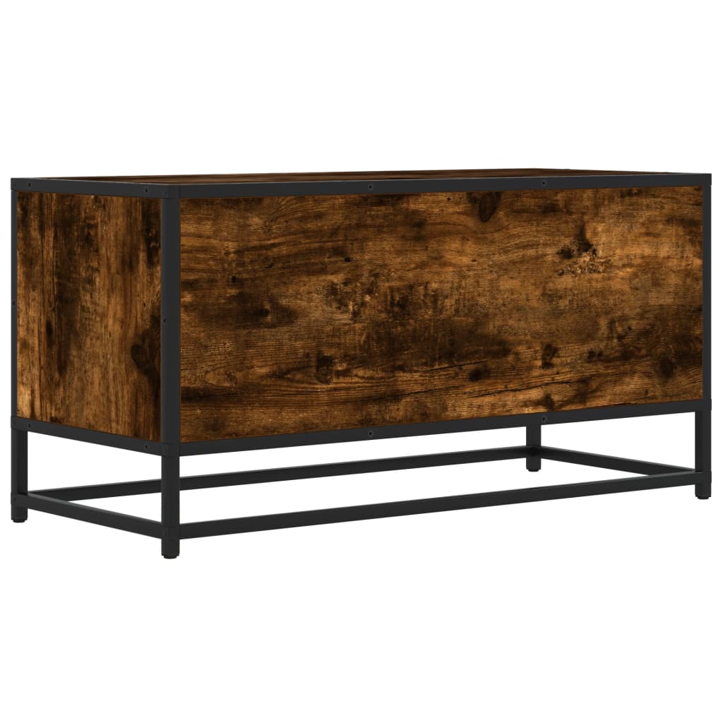 Meuble TV chêne fumé 80x34,5x40 cm en bois et métal