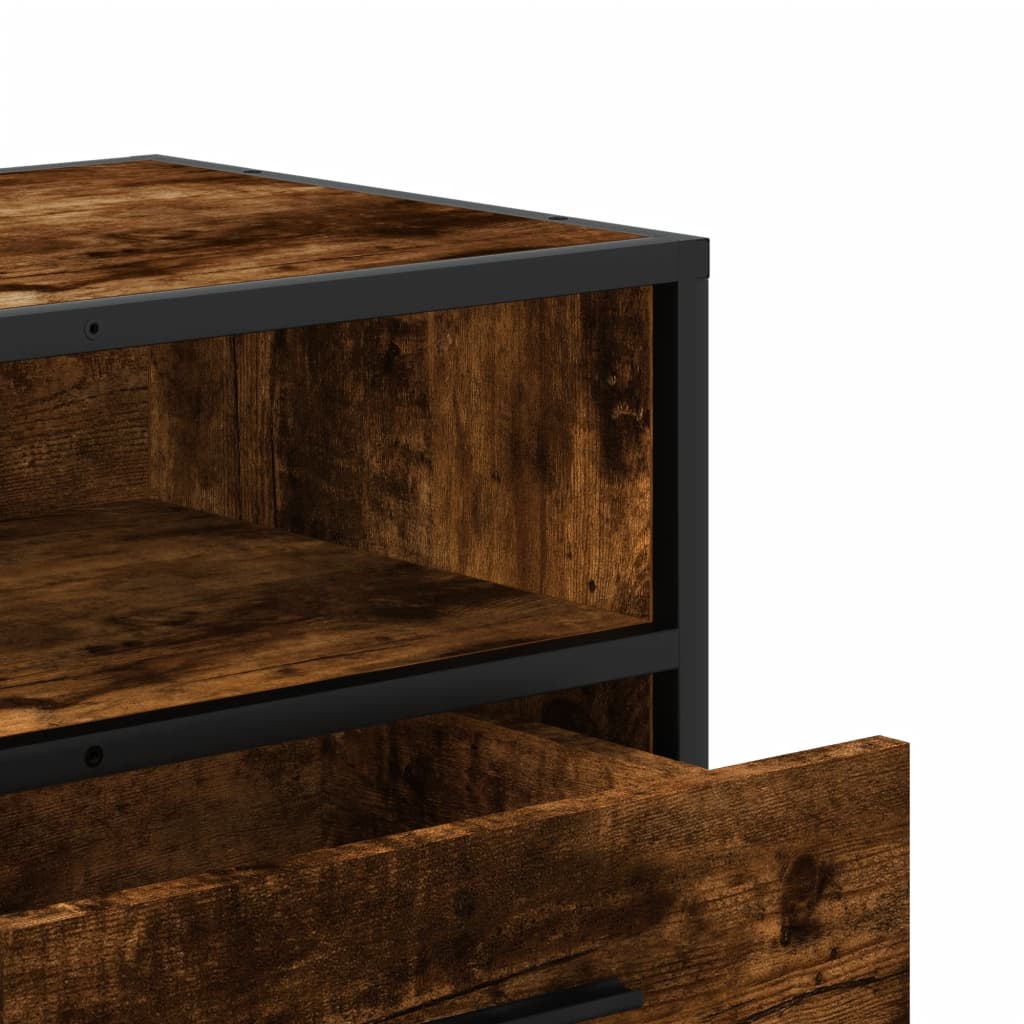 Meuble TV chêne fumé 80x34,5x40 cm en bois et métal