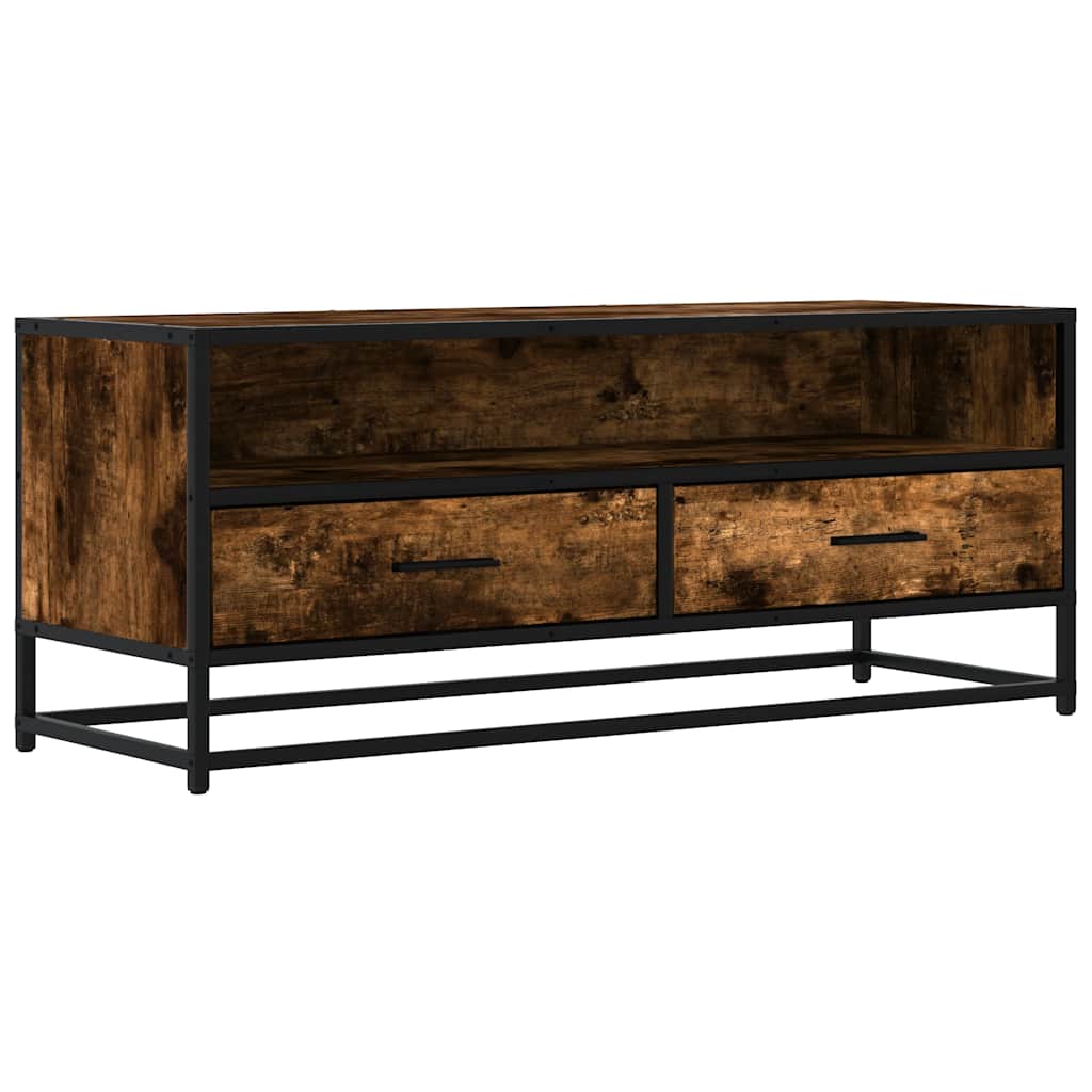 Meuble TV en chêne fumé 100x34,5x40 cm en matériau à base de bois et métal