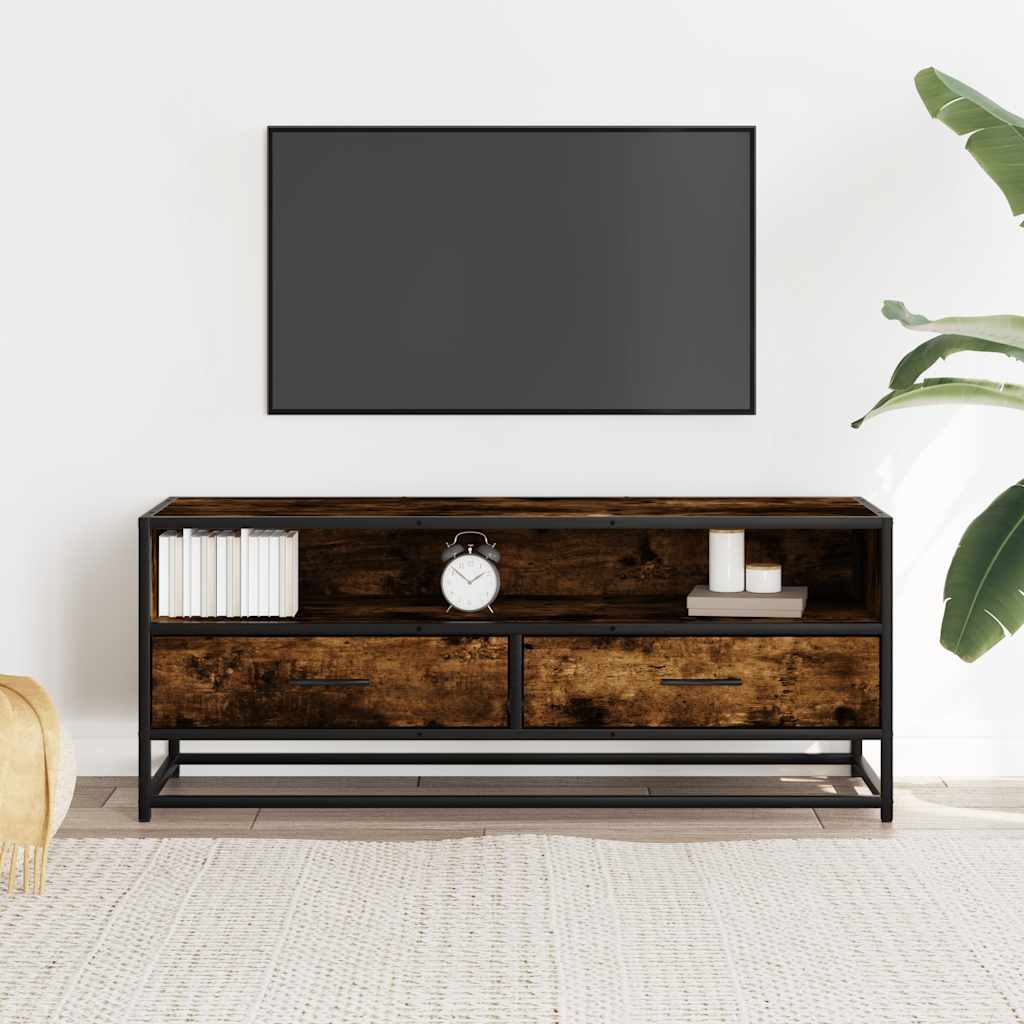 Meuble TV en chêne fumé 100x34,5x40 cm en matériau à base de bois et métal
