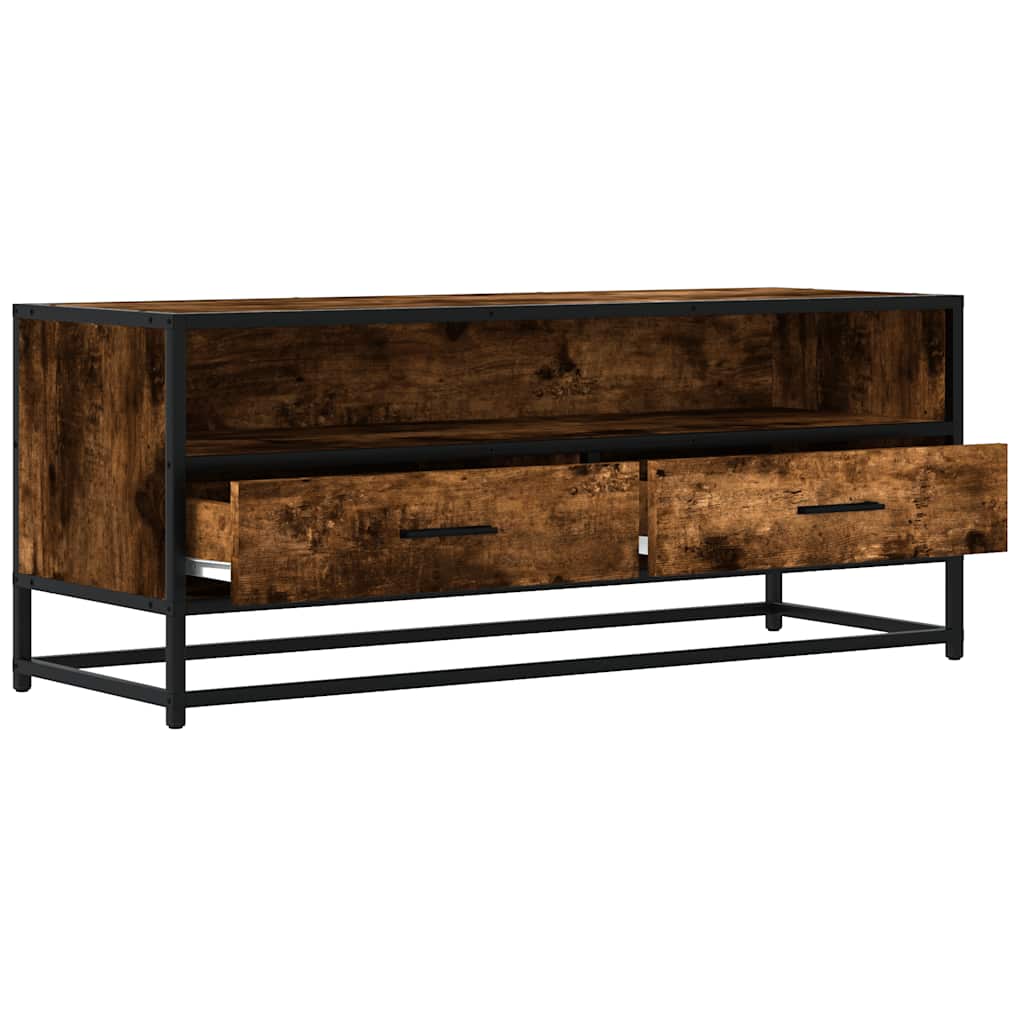 Meuble TV en chêne fumé 100x34,5x40 cm en matériau à base de bois et métal