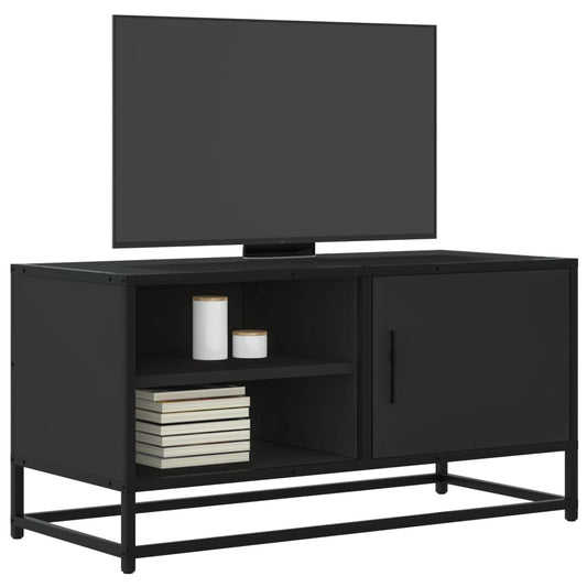 Meuble TV noir 80x34,5x40 cm en bois et métal