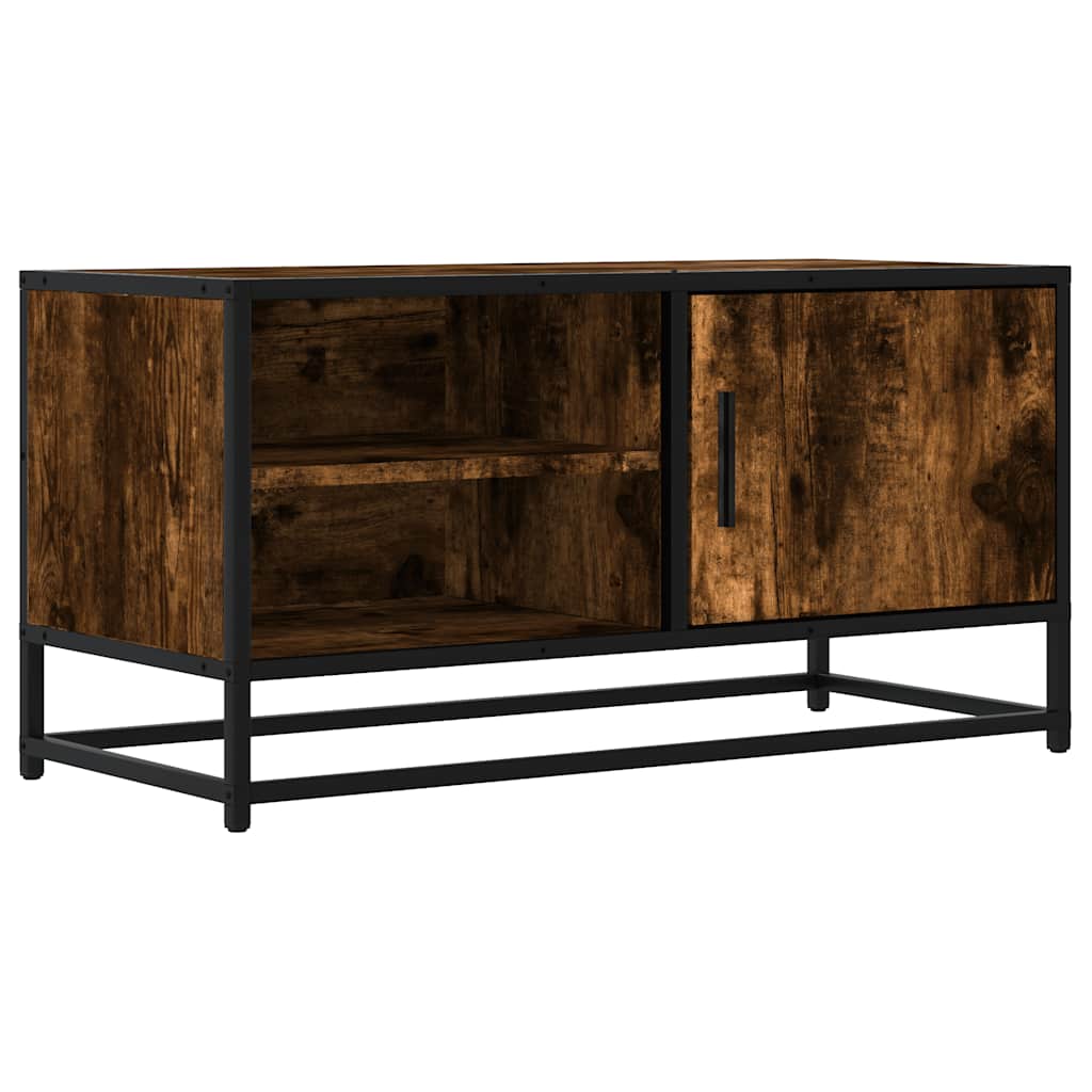 Meuble TV chêne fumé 80x34,5x40 cm en bois et métal