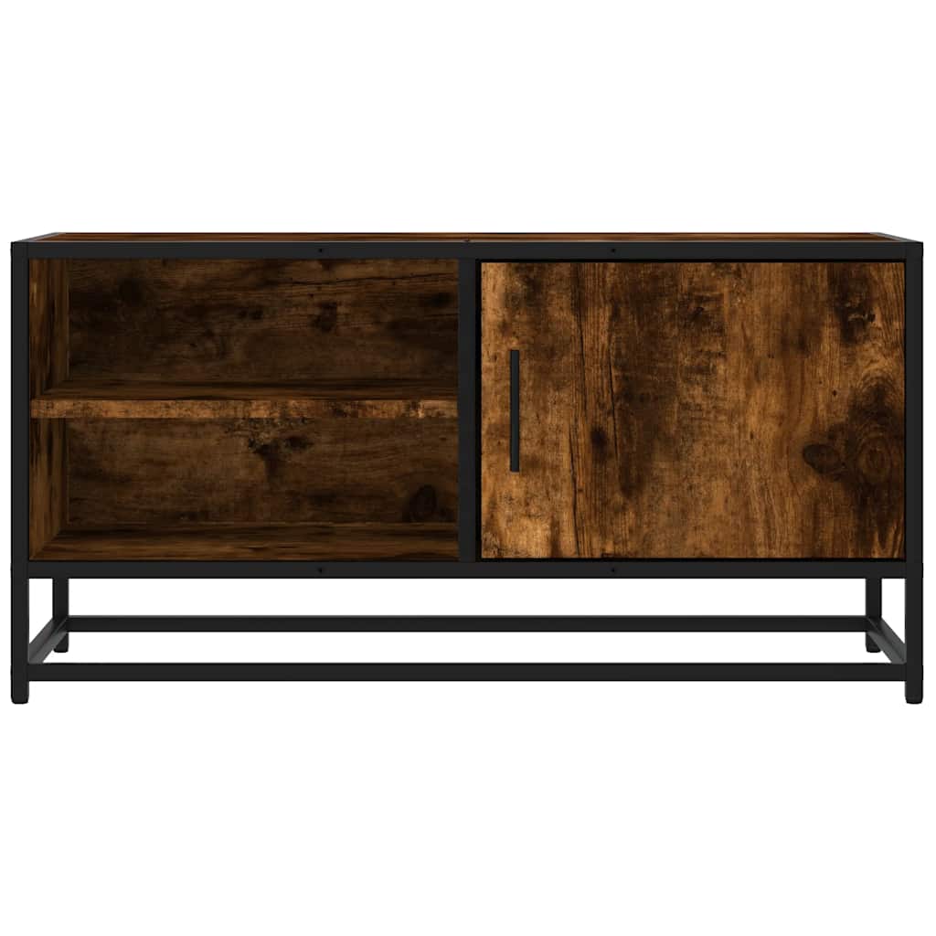 Meuble TV chêne fumé 80x34,5x40 cm en bois et métal