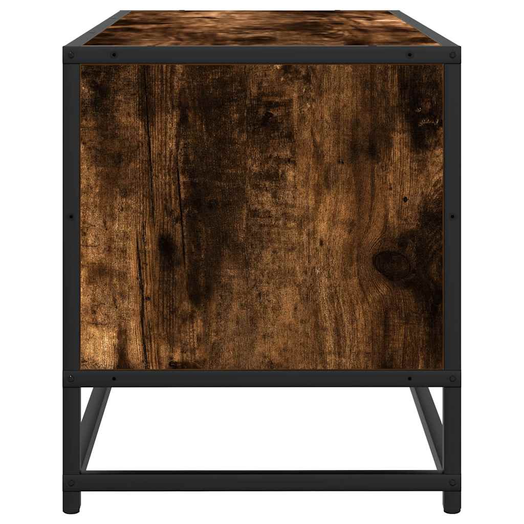 Meuble TV chêne fumé 80x34,5x40 cm en bois et métal