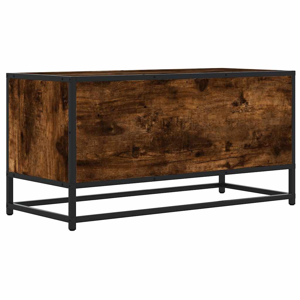 Meuble TV chêne fumé 80x34,5x40 cm en bois et métal