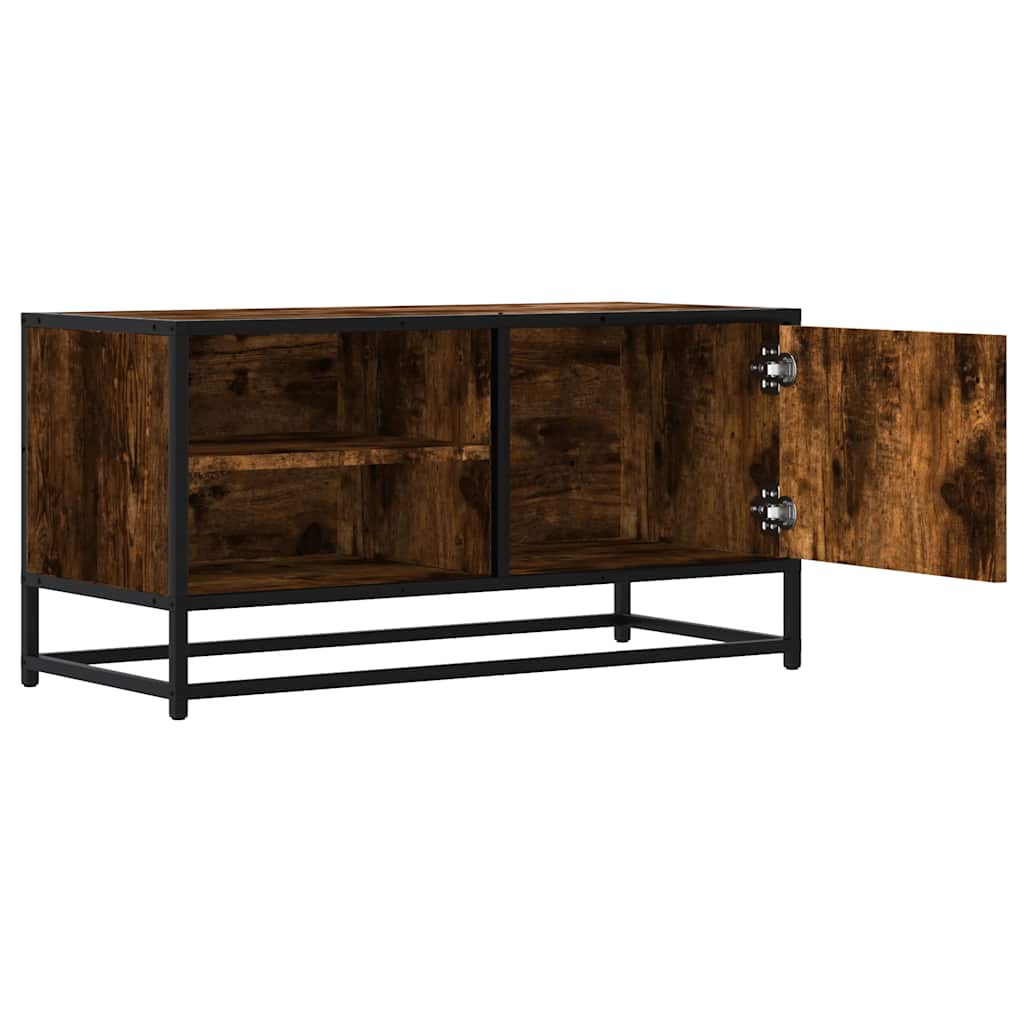 Meuble TV chêne fumé 80x34,5x40 cm en bois et métal