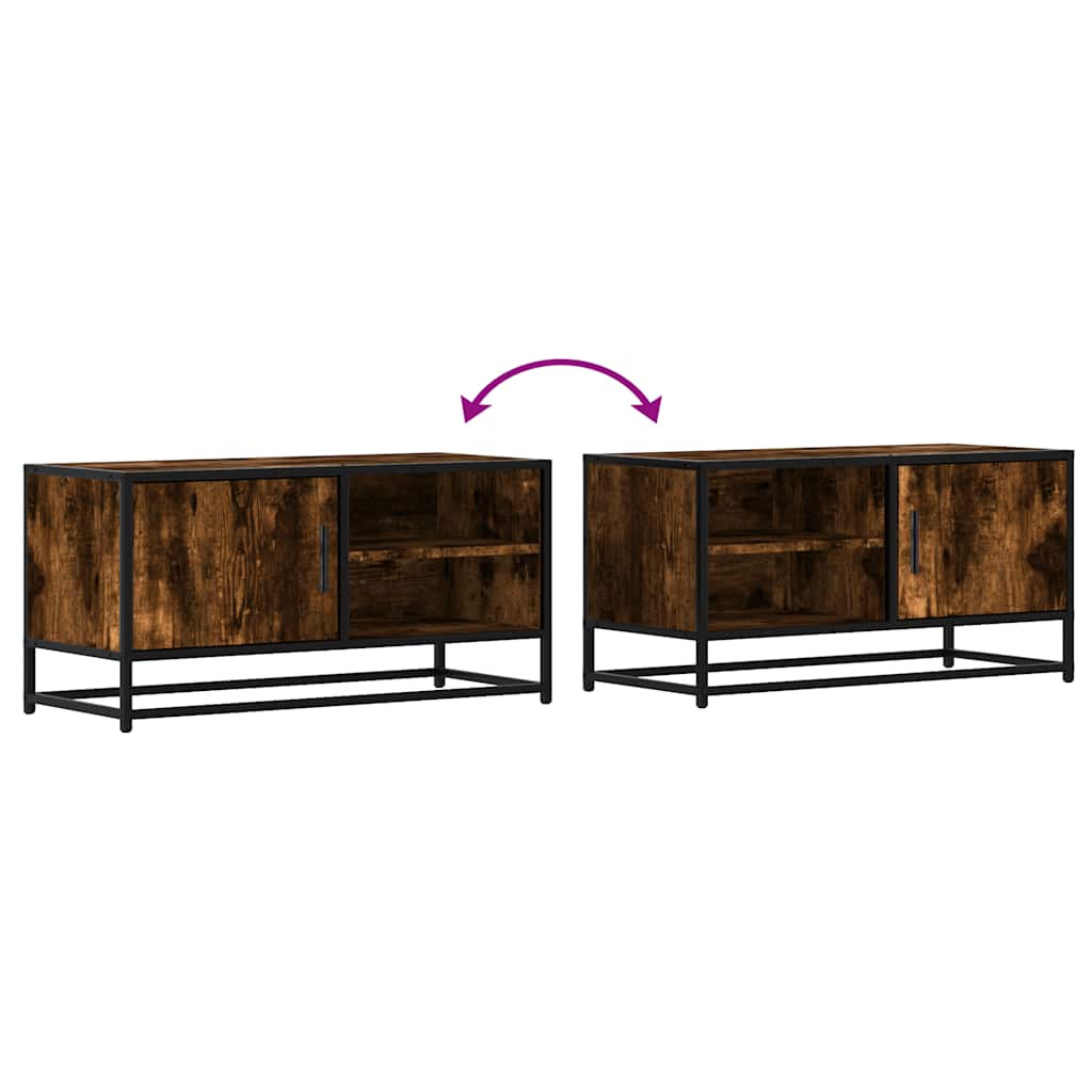 Meuble TV chêne fumé 80x34,5x40 cm en bois et métal