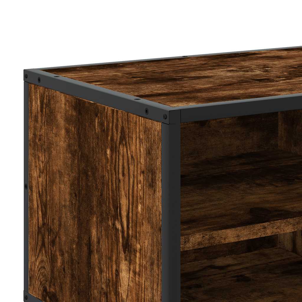 Meuble TV chêne fumé 80x34,5x40 cm en bois et métal