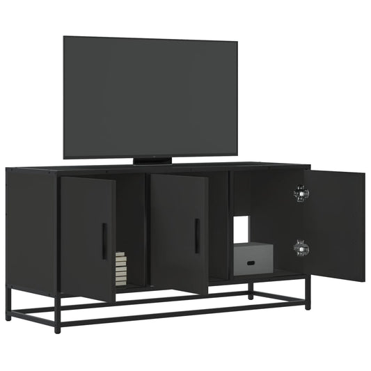 Meuble TV noir 100x35x50 cm en bois et métal