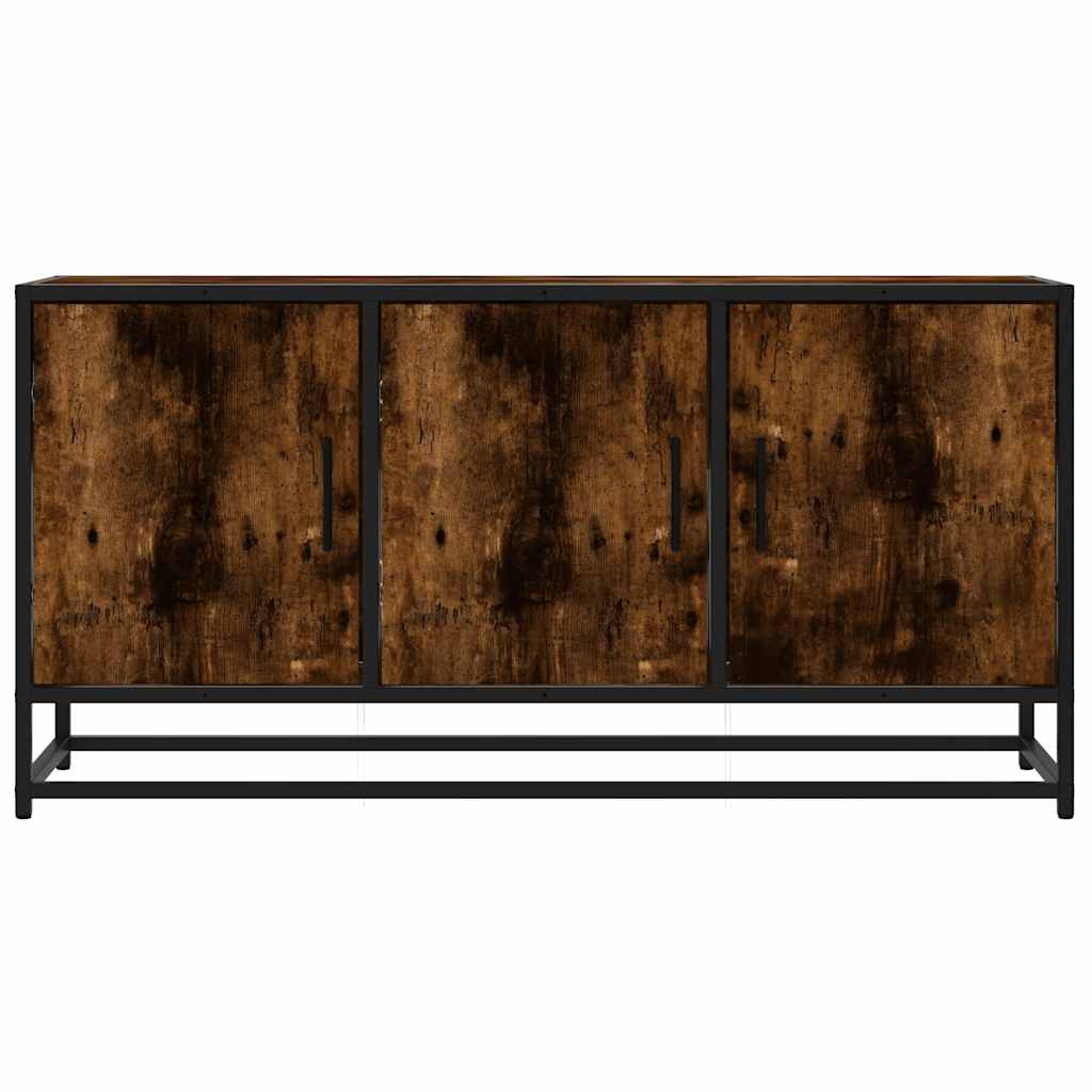Meuble TV chêne fumé 100x35x50 cm en bois et métal