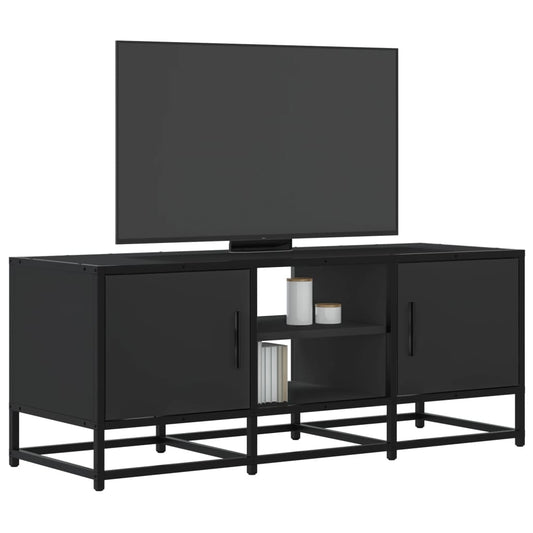 Meuble TV noir 100x35x41 cm en bois et métal